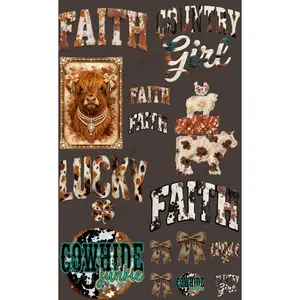 COWHIDE WESTERN (1) PREMADE GANGSHEET - 22X36 DTF TRANSFERS - DIRECT TO FILM