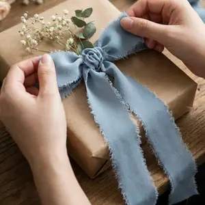 Set of 2/4 Rolls, 1.5 Inch Wide Blue Gray Chiffon Ribbon, Total 10m/20m Length, Perfect for Wrapping Wedding Invitations, Bridal Bouquets, Crafts and Making Bows for Home Decoration, Ribbon Roses