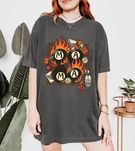 Victoria Maxwell, Vintage&Comfortable Shirt, Retro Western Mama Collage Tee, Flaming 8 Ball Cherry Dice, Western Grunge, Country Aesthetic, Better Luck Next Time