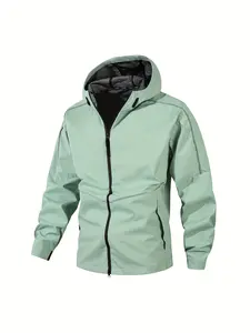 Men's and women's universal windproof and waterproof jacket, zipper closed with hooded jacket, suitable for running camping trips hiking outdoor activities daily leisure sports jacket