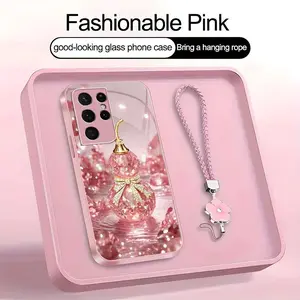 Suitable for [Galaxy S21 Ultra 5g] high-end phone case，a beautiful four-leaf clover lanyard is included,printed case, no glitter，high-end crystal clear gourd, bringing you good luck，a variety of colors are available for you to choose from YM99