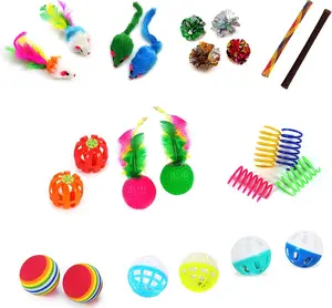 iCAGY 24-Piece Cat Toys Kit: Crinkle Balls, Bell Mice, Spring Toys - Assorted Colors for Indoor Cats Kittens