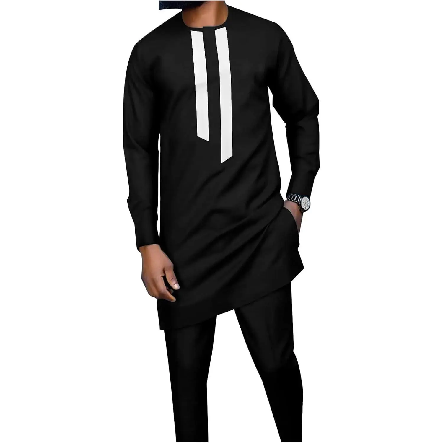 African Suits for Men Dashiki Shirts and Pants 2 Piece Set Tribal Outfits Traditiona Tracksuit