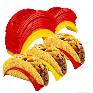 12/24pcs Colorful Taco Holders Stand, Durable PP Material Taco Rack Tray, Reusable Holder for Soft and Hard Taco Shells, Great for Home Kitchen Party Restaurant