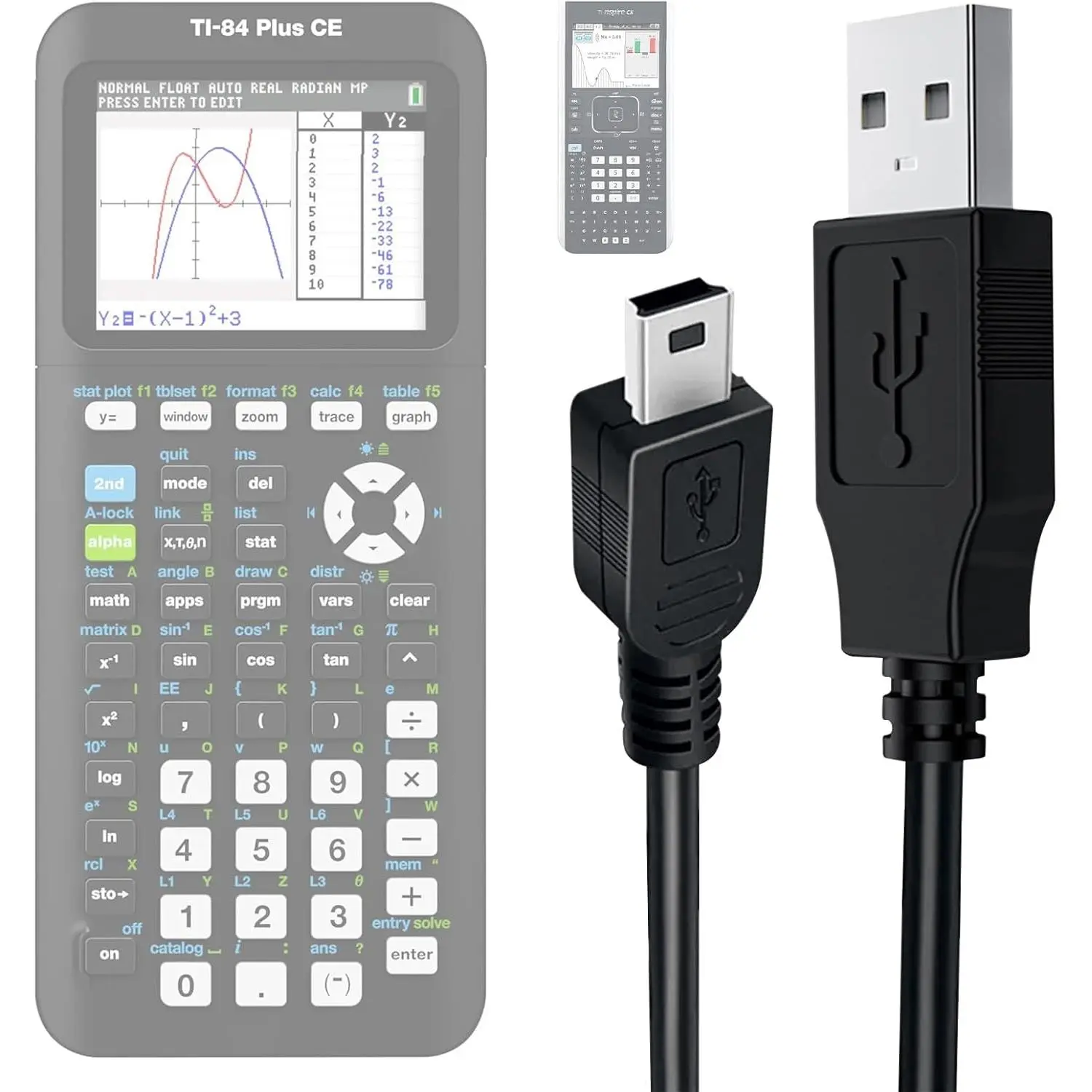 TI-84 Plus CE Calculator Charger: TI 84 Nspire   - TI84 Graphing Calculator Charger Cord for  C  Edition Ti-nspire CX CAS II C TI-83 TI-85 TI-89 Data  (5ft)