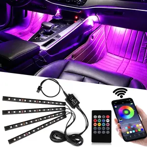 Yobis RGB LED Car Interior Ambient Light Strips — Colorful in-Car Mood Lighting with Bluetooth App Control, Sound-Activated RGB Effects, and Decorative Accessories. Complete Ambient Lighting Kit, USB-Powered — The Perfect Birthday Gift Choice for Men.