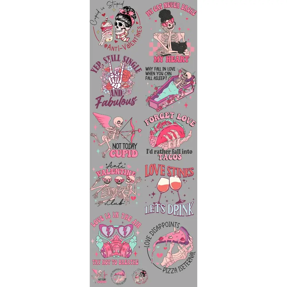 Anti Valentine DTF Transfers Gang Sheet 22” wide x 60” long DTF Gang Sheet