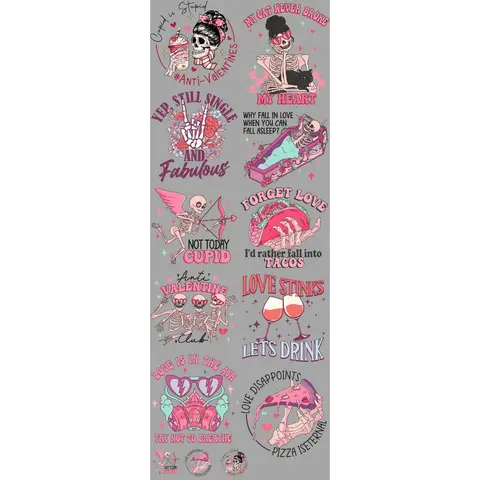 Anti Valentine DTF Transfers Gang Sheet 22” wide x 60” long DTF Gang Sheet