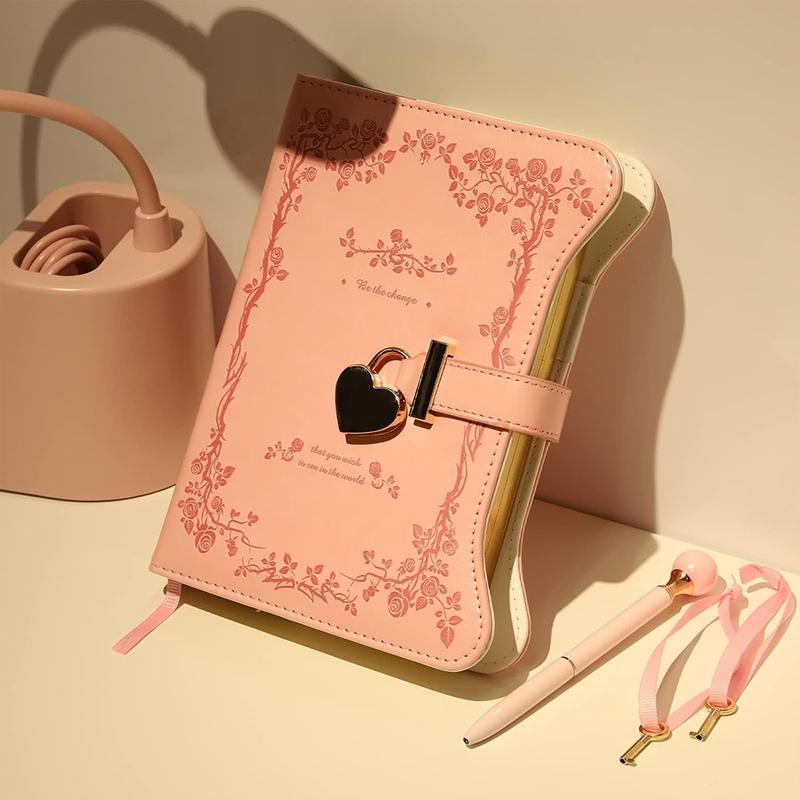 1PC Diary with Lock and Keys for Gift ldeas, 360Gold Edged Pages Jourmal for Women, B6 RefillableNotebook for Writing with Pen and Bookmark, Portable Notebook