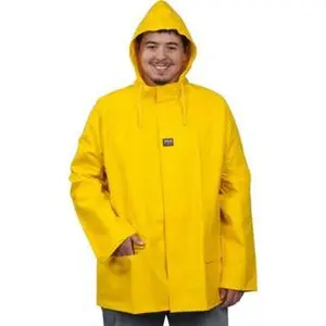 Helly Hansen Size XL Yellow Rain Jacket 2 Pockets, 44-46" Chest, PVC & Polyester, Snap Closure 70129_310-XL