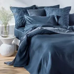 King 600 Thread Count Sateen Pillowcases Dark Mineral Blue - Casaluna