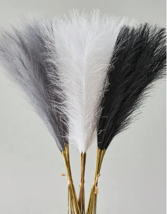 12/24PCS Faux Pampas Grass Artificial Reeds – Large Fluffy Boho Decorative Faux Flowers for Vase Arrangements, Wedding, Home Living Room, Bedroom, Party, Fall & Autumn Decor