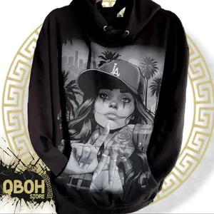 Lady LA Crying Streetwise  Hoodie Menswear Stylish Sweaters Underwear Pullover Elegant Cotton Print Casual Outfits Polyester Sweatshirts