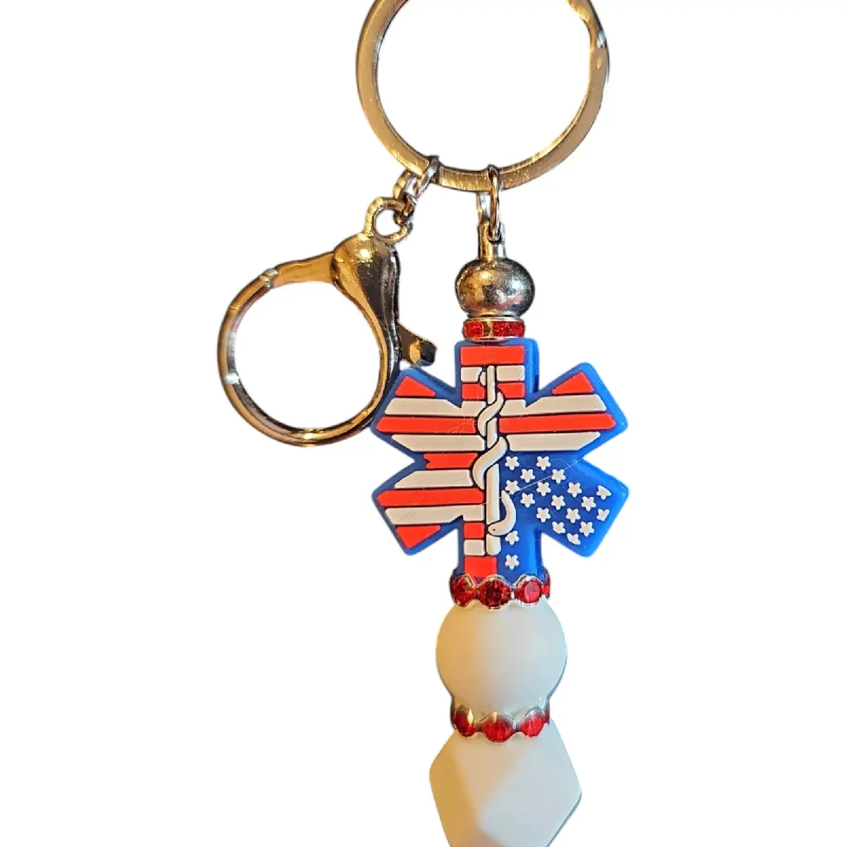 Custom EMS Emergency Services Beaded Silicone Keychain for Emergency Response Professionals