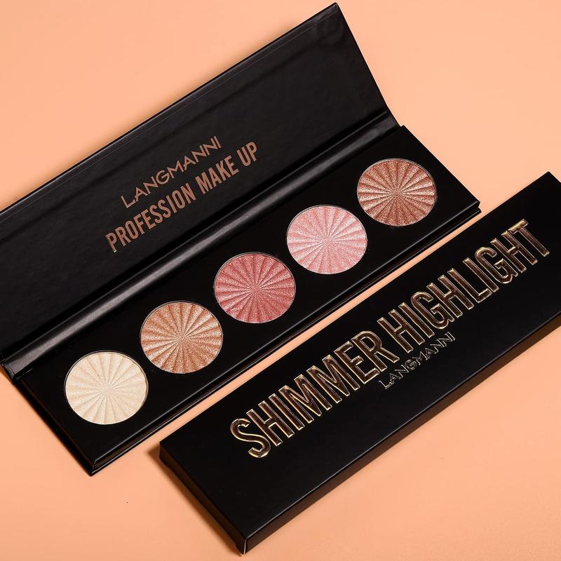 Highlighter Powder Palette 5 Color Bronzer Illuminator Baked Waterproof Long Lasting