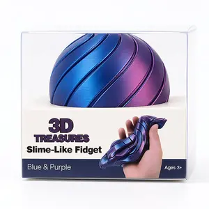 3D Treasures Blue & Purple 3D-Printed Slime-Like Fidget Toy Flexible TPU Material for Stress Relief & Sensory Stimulation 7 cm Diameter Reusable Desk Toy