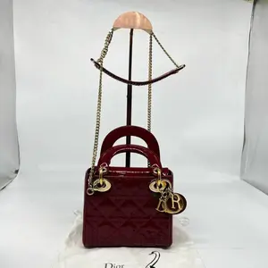 Pre-owned Patent Crossbody Bags Christian Dior Lady Dior Bag Cannage Quilt Samll