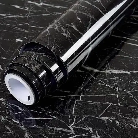 1Roll Peel & Stick Glossy Marble Pattern Wallpaper - Waterproof, Oil-Resistant, Wall & Table Self-adhesive Stickers - Easy To Install & DIY Home Decor For Kitchen Backsplash, Kitchen Countertop, Bathroom Walls & Furniture Makeover