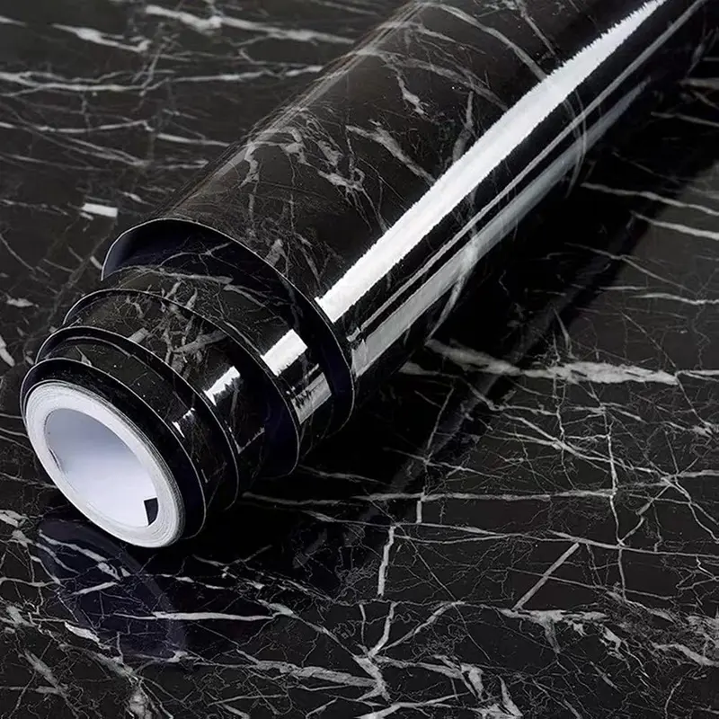 1Roll Peel & Stick Glossy Marble Pattern Wallpaper - Waterproof, Oil-Resistant, Wall & Table Self-adhesive Stickers - Easy To Install & DIY Home Decor For Kitchen Backsplash, Kitchen Countertop, Bathroom Walls & Furniture Makeover