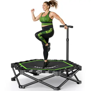 EAST MOUNT 42" Folding Fitness Trampoline for Adults, Foldable Mini Trampoline with Handle, Exercise Rebounder, Small Trampoline for Adults, Max Load 440lbs, for Indoor Garden Workout