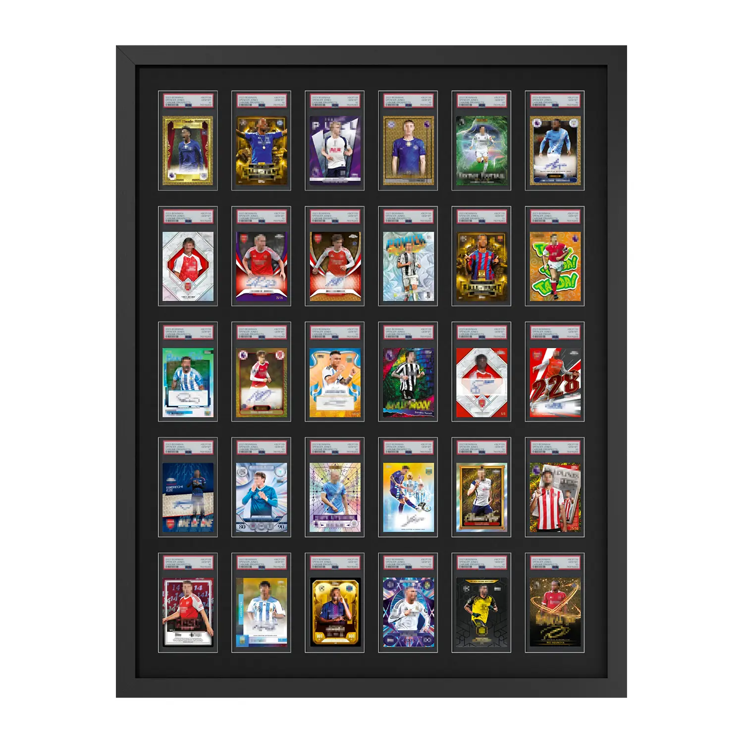 Premium black wooden display case for graded cards for Graded Sports & Pokémon Cards – 30/20/10/8Slots, Wall-Mountable, Gift-Ready. Perfect for PSA/BGS Slabs, Football, Basketball, Baseball, Soccer Cards & Collectibles.