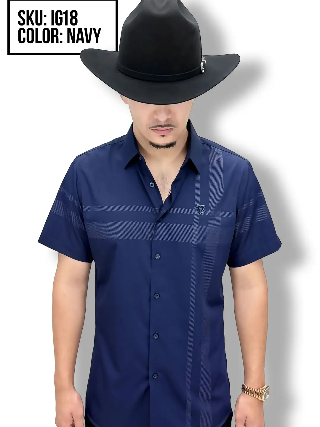 Camisa Fina Short Sleeve BLUE- SKU:IG18