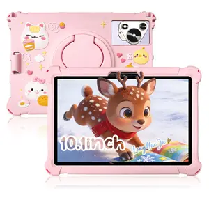 Latest Android 10.1-inch learning entertainment tablet for home use, pre installed IWAWA education software, dual cameras, supports wireless connection, movies, reading, internet, etc., parental control, no adapter, blue/pink