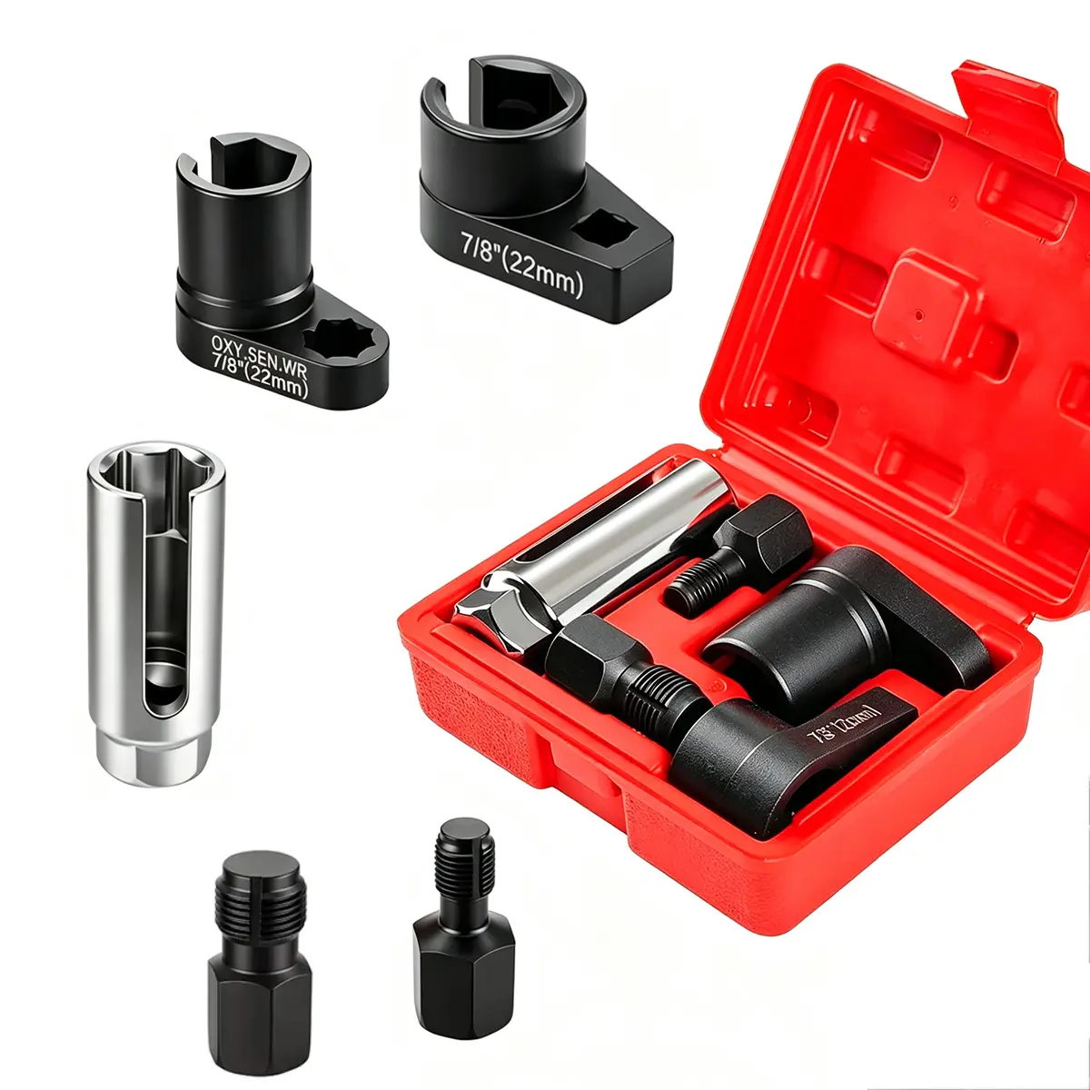 5 PCS Automotive O2 Oxygen Sensor Socket Offset 02 sensor Wrench Remover Tool and Thread Chaser Tool