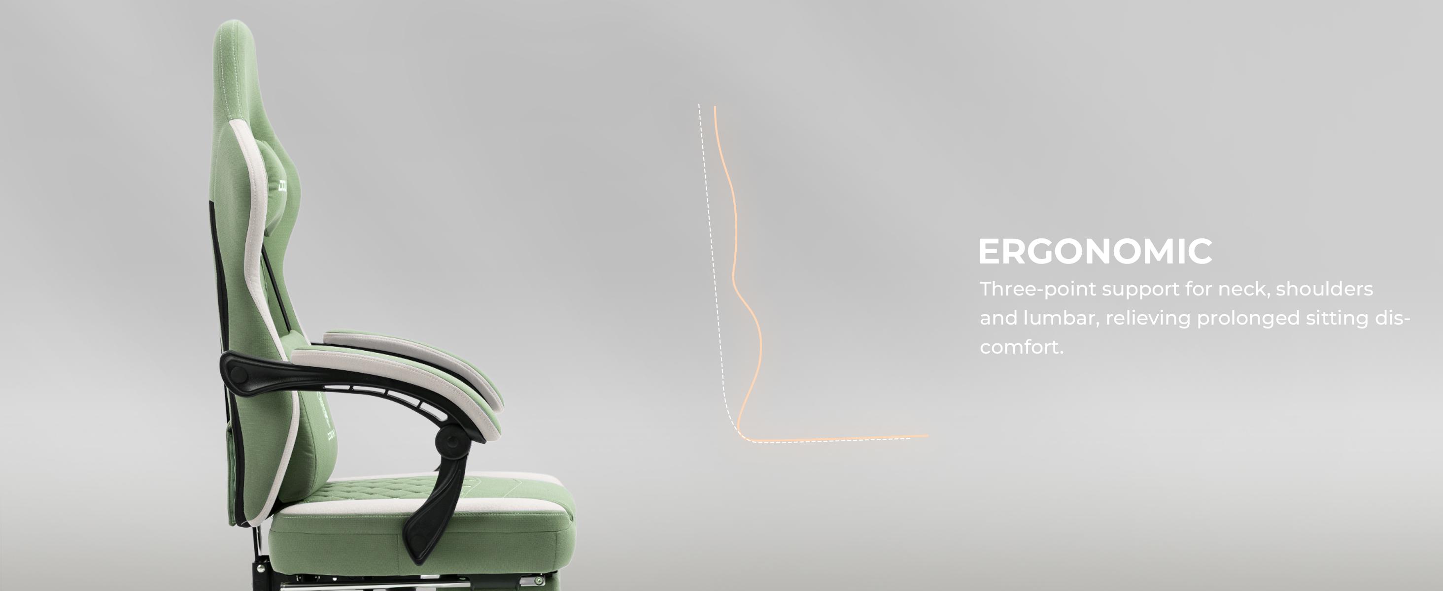 Dowinx Gaming Chair Breathable Fabric Game Chair with Gel Pad and Storage Bag, Comfortable Gamer Chair with Pocket Spring Cushion, Ergonomic Computer Chair with Footrest