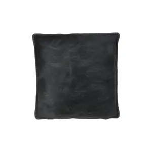 Genuine Leather Dark Grey Throw Pillow