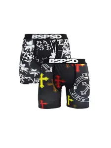 2Pcs Men's Boxers Briefs Breathable Comfort Sportswear UnderPants Boxershorts Fashion Print Underwear Trunks All-Season Daily Wear Ideal for Men