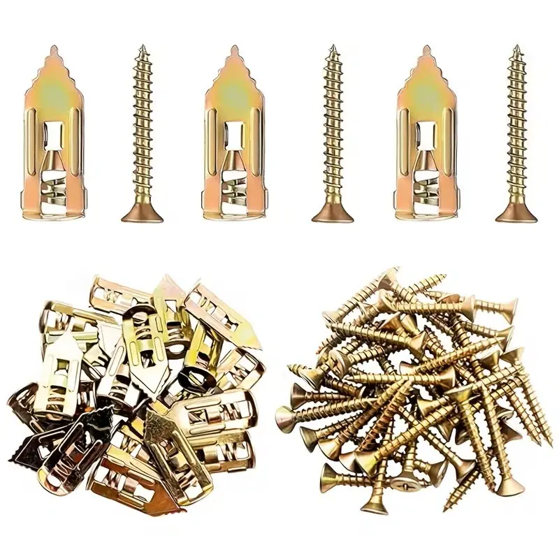 52 Sets Heavy-Duty Self-Drilling Screws, Wall Anchors for Gypsum Board, Drywall, Fiber Cement Board, Home Renovation Installation