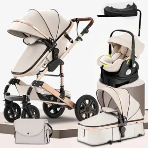 Black Friday3 in 1 Baby Stroller Baby Travel System Baby Carriage 3in1 with Base Foldable Newborn Pram Reversible Standard Stroller Bag Backpack Changing Pad Modular rocking Frame Large Capacity wagon halloween Lightweight Car Seat Carrier Stroller