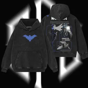 Superstyle Tales of the Teen Titans #44 - Dick Grayson Nightwing (Robin Hood #1) Hero Verse Comic Double Printed Oversize Lightweight Acid Washed Tee Hoodie TV Series Graphic Design Unisex Top Cotton Streetwear T-Shirt Hoodie Sweater Clothes Menswear UZ5