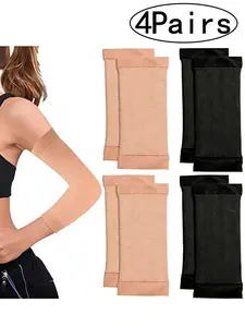 4Pairs-Arm Shaping Sleeves Slimming Arm Cincher, One-Piece Striped Half-Arm Sleeve, Body Sculpting Compression Garment for Women