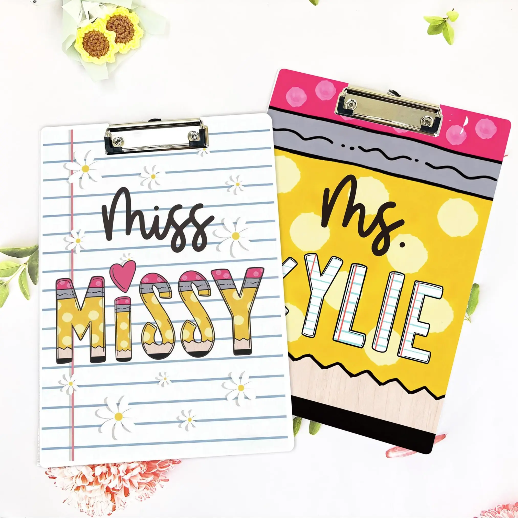 Personalized Name Teacher Back To School Gift, Custom Pencil Teacher Acrylic Paper Clipboard, End Of Year Back to School Gifts for Teacher