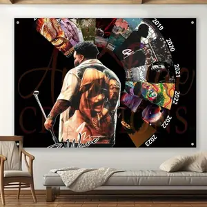 1pc Rod Wave Polyester Banner with Creative Photo Background, Durable & Versatile Decoration for Indoor & Outdoor Events,