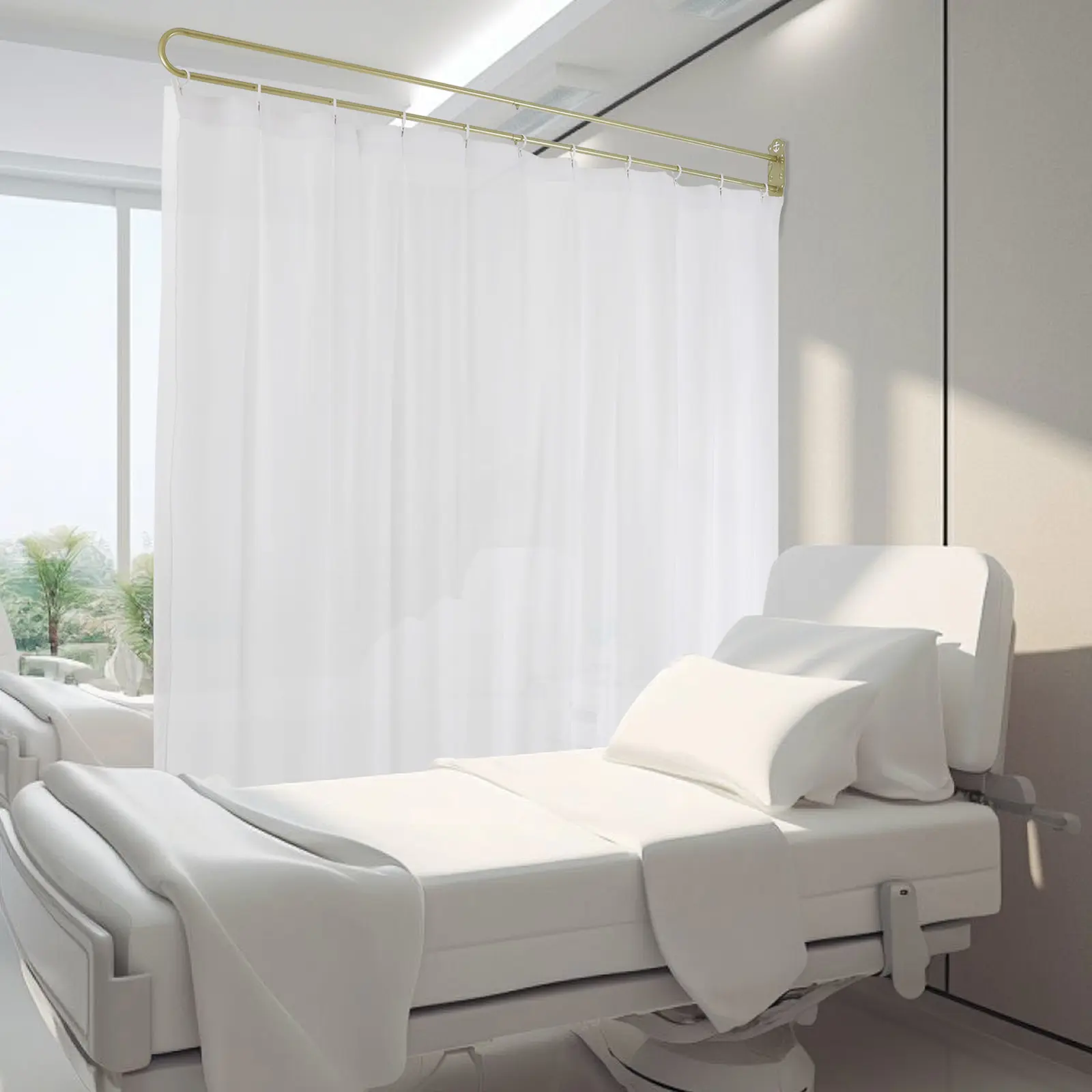 CNCEST Wall-Mount U-Shaped Privacy Focus Velvet Room Divider Curtain - 7.22ft with Iron Gold Rod, Modern Minimal Design, Space-Saving Indoor Furniture for Salon, Bedroom