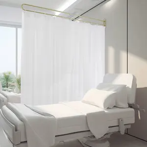 CNCEST U-Shaped Privacy Partition Curtain, 7.22ft Velvet Room Divider with Wall-Mounted Gold Rod, Elegant Space-Saving Solution for Salons, Bedrooms Design Modern