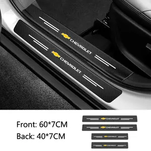 Carbon Fiber Car Door Sill Plate Car Rear Trunk Protector Stickers For Chevrolet Onix Cruze Silverado Impala Equinox Malibu Tahoe Cobalt Camaro Trax