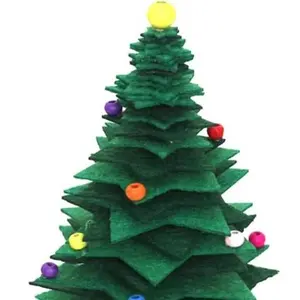 Felt Christmas Tree DIY Craft Kit, Handmade Mini Christmas Tree Decoration Set Festive DIY Craft Supplies with Felt Sheets & Ornaments for Holiday Decor (1)