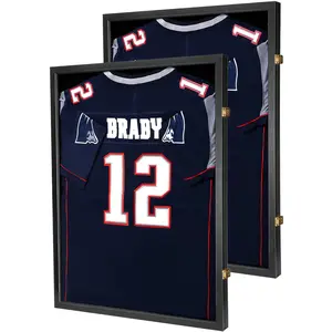 [UV Protection Jersey Display] 2pcs Sports Jersey Display Case Bundle - Shadow Box Frames - 98% UV Protection, Hangers, Acrylic Cover, And Valet Pinboard