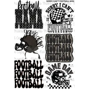 Sorry Can't Football Mini DTF Transfer Gang Sheet 24.5" x 36" Direct To Film for DIY Enthusiasts Vibrant Custom Options Cozy Handmade Aesthetic