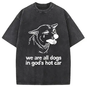 B-Existential Dogs In Gods Hot Car Graphic Heavyweight Oversized Funny Meme T Shirt Irony Dog Quote Graphic Apparel Distressed Cotton Tee Grunge Alt Aesthetic Top Street Wear Unisex Tshirt Minimalist Sketch Dog Tee Casual Loose Fit Short Sleeve Tee Black