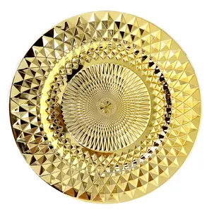 Allgala Charger Plates 13-Inch 6-Pack Plastic Diamond Pattern Sparkling Round Charger Plates