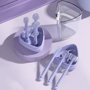 Pet Silicone Toothbrush Set, Cat & Dog Brushing Kit, Integrated Design, Soft Bristles, Pet Cleaning Supplies, Three-Piece Set