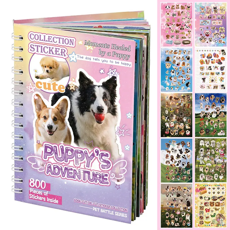 Kawaii Cat & Dog Sticker Book, 30 Sheets 800 Cute Pet Stickers for Scrapbook, Junk Journal, Planner, Water Bottle, Laptop, Phone Case, DIY Crafts, Aesthetic Decor, Gift for Kids, Teens & Sticker Lovers
