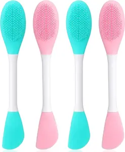 2 PCS Facial Cleansing Brush, 2 in Silicone Face Scrubber Pore Brushs Face Scrub Brush for Exfoliating Massaging Remove Blackheads Applicator for Mud Makeup Skincare Removal Body Lotion DIY Mask Clay