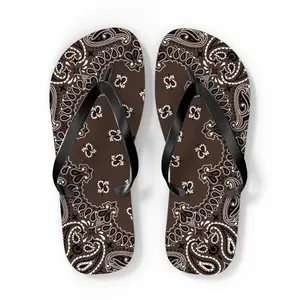 Chocolate Bandana Flip Flops, Summer Beach Sandals, Tropical Vacation Slippers, Boho Chic Footwear, Resort Wear Accessories