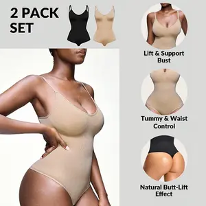 HIJESSE Seamless Jumpsuit without built-in bra Thong Bodysuit Fit Comfort Slimming Womenswear Breathable Hip Tops Soft Deals For You Days Springtok Adjustable Black Compression Everyday Fabric Nylon Smooth Plus Size Adjustable Waist Trainer Belt